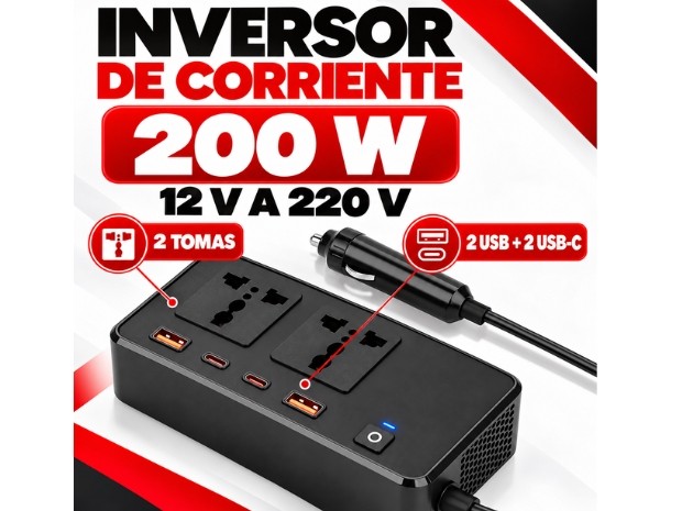&ua INVERSOR CONVERSOR DE 200W 12V A 220V (7501)